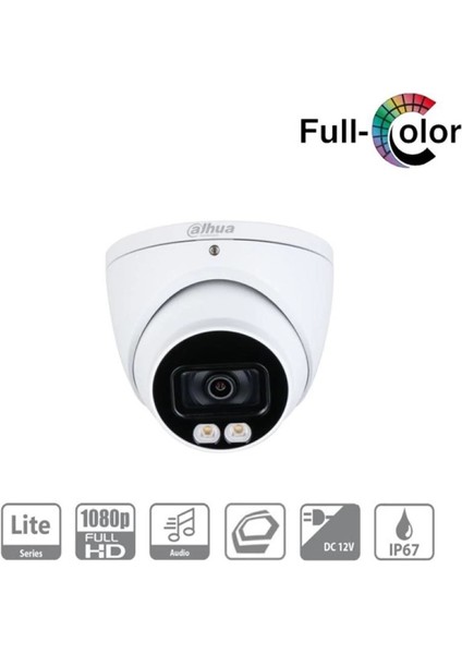 Dahua 2mp Dome 2.8mm DH-HAC-HDW1209TQP-A-LED 4in1 Güvenlik Kamerası Full Color