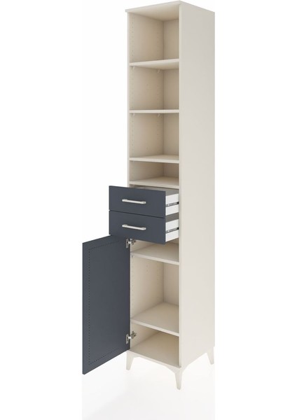 Hyperion Dolap 6 Raflı 2 Çekmeceli Tek Kapaklı 44X44X243 Aytaşı-Antrasit fırsatları