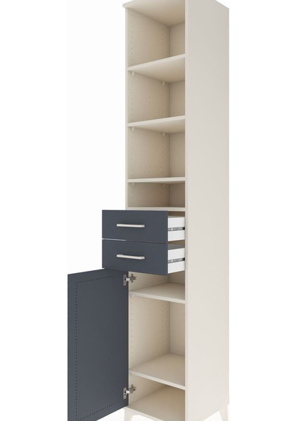 Hyperion Dolap 6 Raflı 2 Çekmeceli Tek Kapaklı 44X44X243 Aytaşı-Antrasit indirimleri