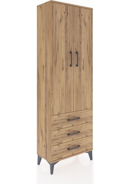 Arges Dolap Tek Raflı 3 Çekmeceli Tek Askılı 60X30X182 Çam-Çam fiyatları