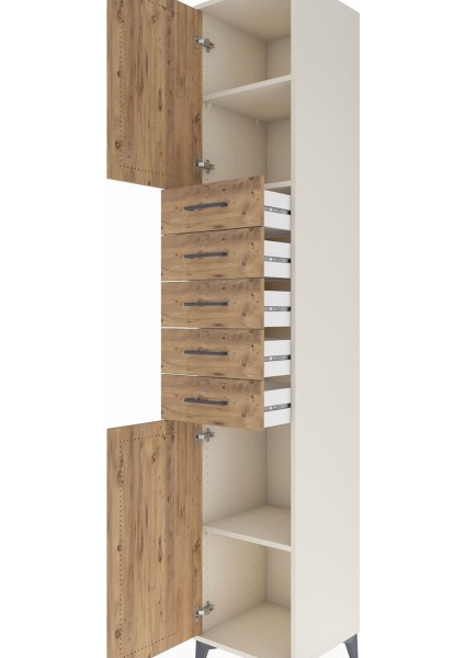 Hyperion Dolap 3 Raflı 5 Çekmeceli 2 Kapaklı 44X44X243 Aytaşı-Çam indirimleri