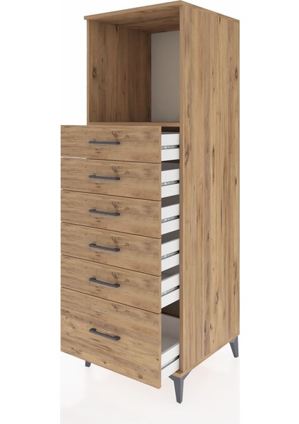 Kronos Dolap Tek Raflı 6 Çekmeceli 60X59X182 Çam-Çam fırsatları