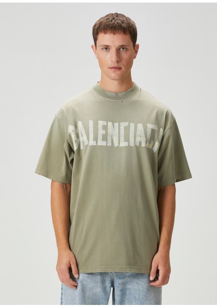 Medium Fit Tape Type Haki T-Shirt