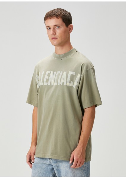 Medium Fit Tape Type Haki T-Shirt modelleri