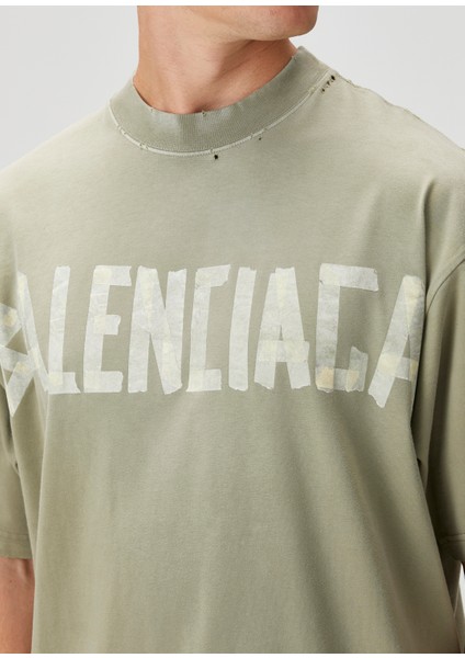 Medium Fit Tape Type Haki T-Shirt indirimleri