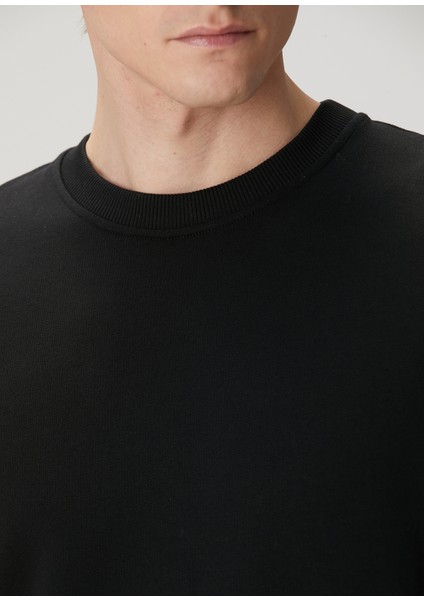 Siyah Logo Baskılı Organik Pamuk Sweatshirt indirimleri