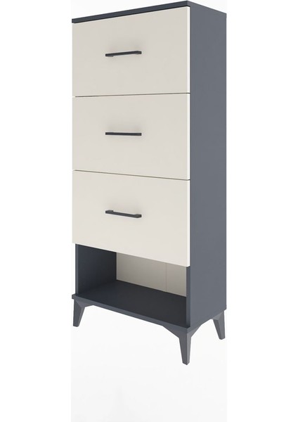 Arges Dolap 3 Çekmeceli 60X30X134 Antrasit-Aytaşı modelleri