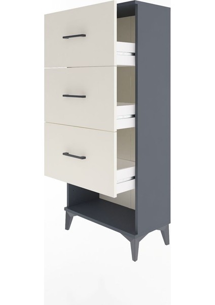 Arges Dolap 3 Çekmeceli 60X30X134 Antrasit-Aytaşı fırsatları