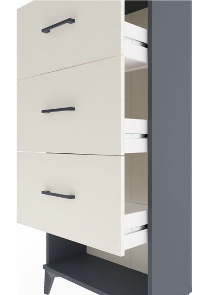 Arges Dolap 3 Çekmeceli 60X30X134 Antrasit-Aytaşı indirimleri