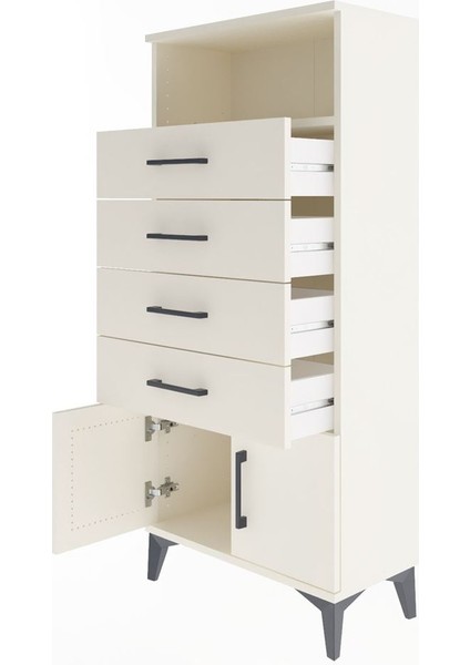 Arges Dolap Tek Raflı 4 Çekmeceli 2 Kapaklı 60X30X134 Aytaşı-Aytaşı fırsatları