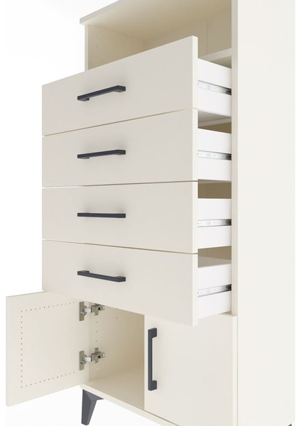 Arges Dolap Tek Raflı 4 Çekmeceli 2 Kapaklı 60X30X134 Aytaşı-Aytaşı indirimleri