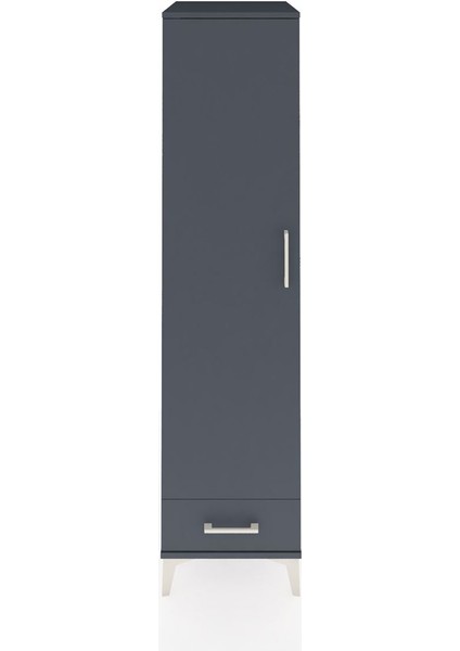Kronos Dolap 4 Raflı Tek Çekmeceli Tek Kapaklı 44X59X182 Antrasit-Antrasit