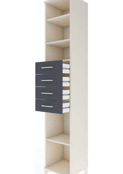 Hyperion Dolap 4 Raflı 4 Çekmeceli 44X44X243 Aytaşı-Antrasit indirimleri
