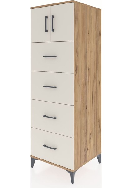 Kronos Dolap Tek Raflı 4 Çekmeceli 2 Kapaklı 60X59X182 Çam-Aytaşı modelleri