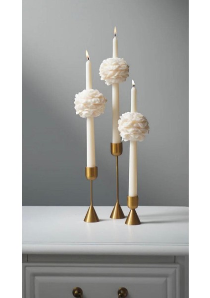 2 Adet Şakayıklı Şamdan Mum - Konsept Tasarım Ortası Çiçekli Şamdan Mumu Şakayık Çiçeği