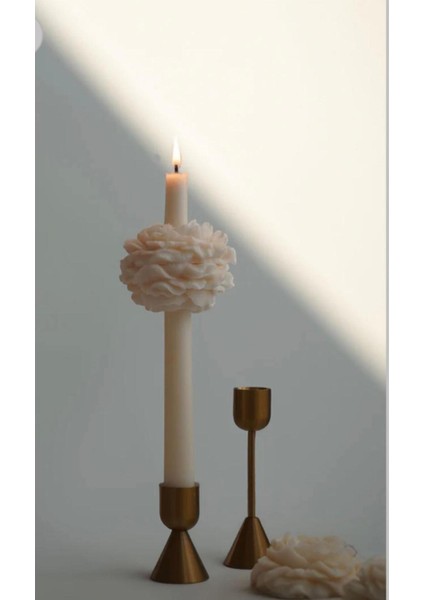 2 Adet Şakayıklı Şamdan Mum - Konsept Tasarım Ortası Çiçekli Şamdan Mumu Şakayık Çiçeği modelleri