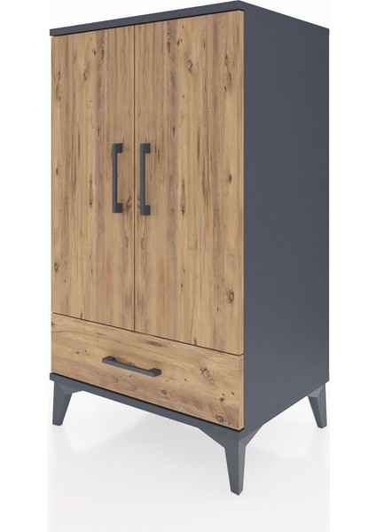 Hyperion Komodin 3 Raflı Tek Çekmeceli 2 Kapaklı 60X44X106 Antrasit-Çam modelleri