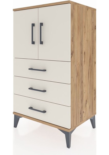 Hyperion Komodin 2 Raflı 3 Çekmeceli 2 Kapaklı 60X44X106 Çam-Aytaşı modelleri