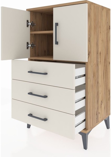 Hyperion Komodin 2 Raflı 3 Çekmeceli 2 Kapaklı 60X44X106 Çam-Aytaşı fırsatları