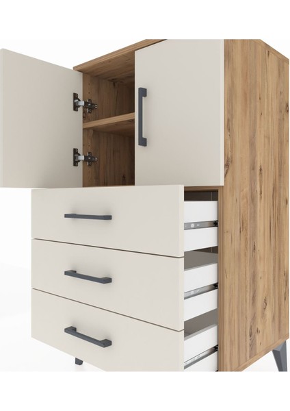 Hyperion Komodin 2 Raflı 3 Çekmeceli 2 Kapaklı 60X44X106 Çam-Aytaşı indirimleri