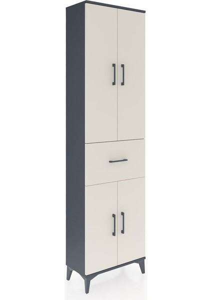Arges Dolap 4 Raflı Tek Çekmeceli 4 Kapaklı 60X30X221 Antrasit-Aytaşı fiyatları