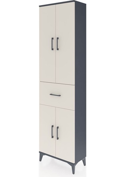 Arges Dolap 4 Raflı Tek Çekmeceli 4 Kapaklı 60X30X221 Antrasit-Aytaşı modelleri