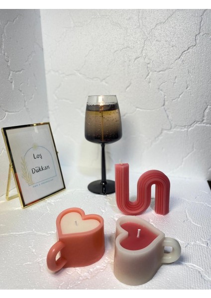 3 Lü Set - S Şekilli Mum,kalpli Fincan Şekilli Mum fırsatları