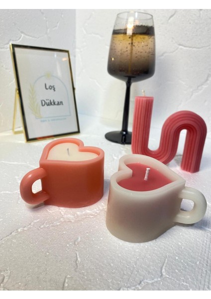 3 Lü Set - S Şekilli Mum,kalpli Fincan Şekilli Mum indirimleri