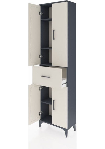 Arges Dolap 4 Raflı Tek Çekmeceli 4 Kapaklı 60X30X221 Antrasit-Aytaşı fırsatları