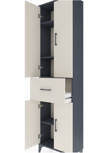Arges Dolap 4 Raflı Tek Çekmeceli 4 Kapaklı 60X30X221 Antrasit-Aytaşı indirimleri