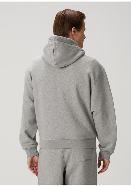 Trey Gri Kapüşonlu Organik Pamuk Sweatshirt fırsatları