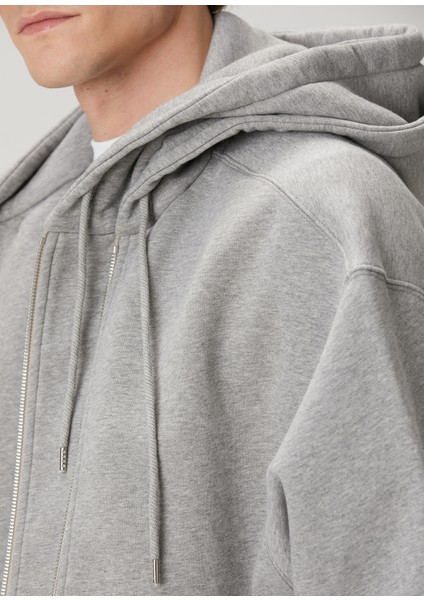 Trey Gri Kapüşonlu Organik Pamuk Sweatshirt