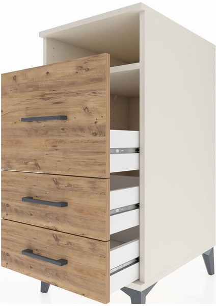 Kronos Komodin Tek Raflı 3 Çekmeceli 44X59X96 Aytaşı-Çam indirimleri