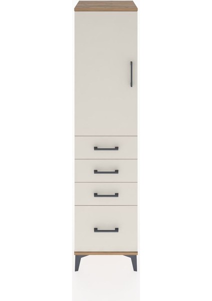 Hyperion Dolap 2 Raflı 4 Çekmeceli Tek Kapaklı 44X44X182 Çam-Aytaşı