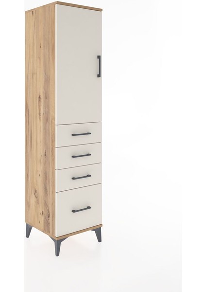 Hyperion Dolap 2 Raflı 4 Çekmeceli Tek Kapaklı 44X44X182 Çam-Aytaşı fiyatları
