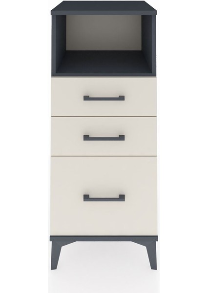 Hyperion Komodin Tek Raflı 3 Çekmeceli 44X44X106 Antrasit-Aytaşı