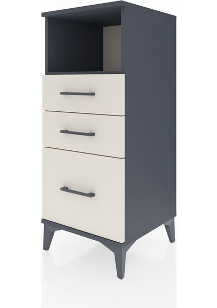 Hyperion Komodin Tek Raflı 3 Çekmeceli 44X44X106 Antrasit-Aytaşı modelleri