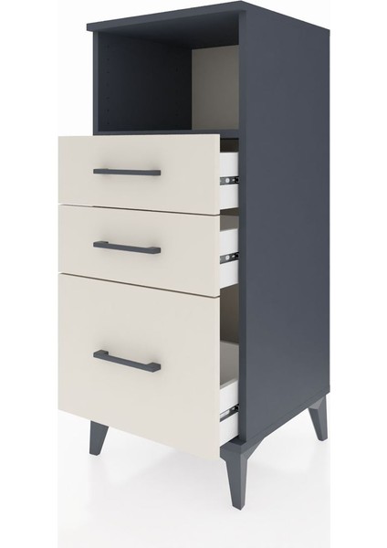 Hyperion Komodin Tek Raflı 3 Çekmeceli 44X44X106 Antrasit-Aytaşı fırsatları