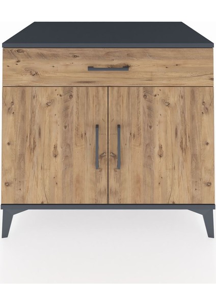 Kronos Şifonyer Tek Raflı Tek Çekmeceli 2 Kapaklı 88X59X80 Antrasit-Çam