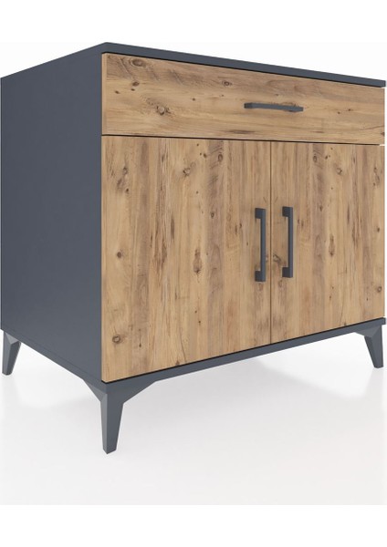 Kronos Şifonyer Tek Raflı Tek Çekmeceli 2 Kapaklı 88X59X80 Antrasit-Çam fiyatları