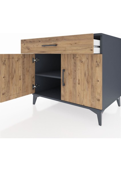 Kronos Şifonyer Tek Raflı Tek Çekmeceli 2 Kapaklı 88X59X80 Antrasit-Çam fırsatları