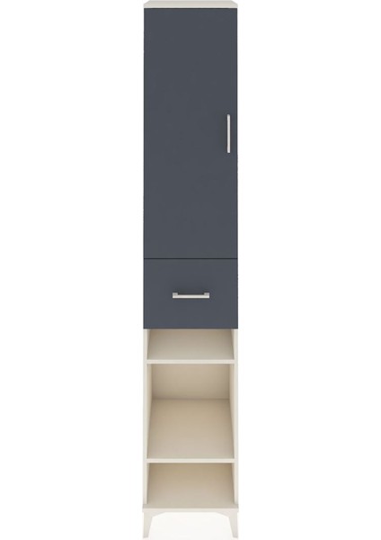 Hyperion Dolap 6 Raflı Tek Çekmeceli Tek Kapaklı 44X44X243 Aytaşı-Antrasit