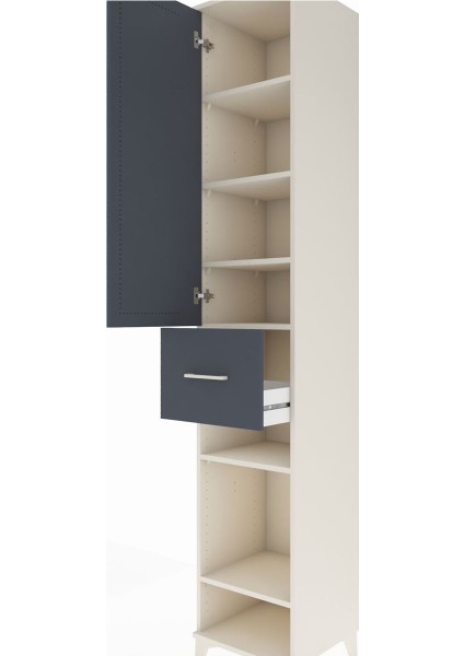 Hyperion Dolap 6 Raflı Tek Çekmeceli Tek Kapaklı 44X44X243 Aytaşı-Antrasit indirimleri