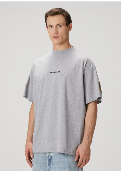 Gri Logo Nakışlı T-Shirt modelleri