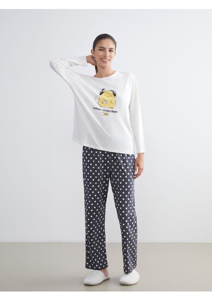 Yeni Sezon Bisiklet Yaka Baskılı Kadın Pijama Takımı fiyatları