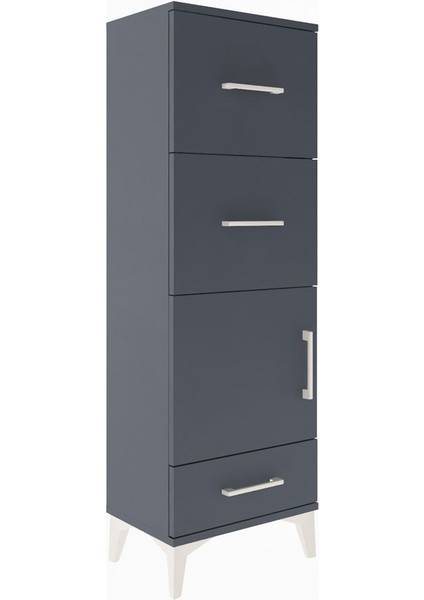 Arges Dolap Tek Raflı 3 Çekmeceli Tek Kapaklı 44X30X134 Antrasit-Antrasit fiyatları