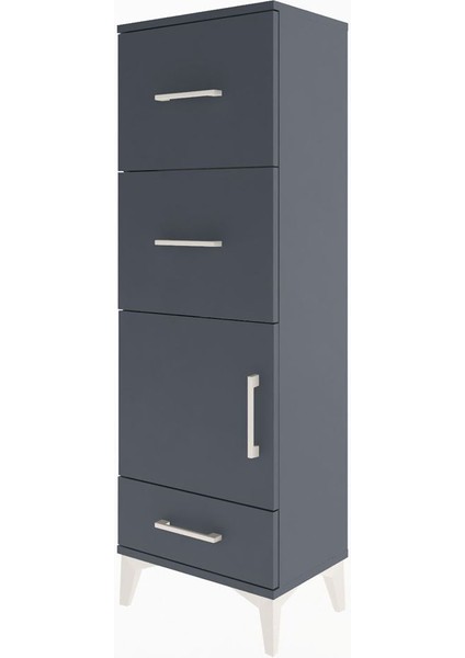 Arges Dolap Tek Raflı 3 Çekmeceli Tek Kapaklı 44X30X134 Antrasit-Antrasit modelleri