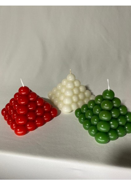 3lü Bubble Piramit Mum Seti - Yılbaşı Mum Seti