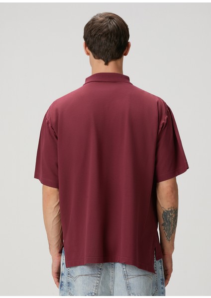 Bordo Polo Yaka Logo Nakışlı T-Shirt fırsatları