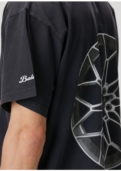 Siyah Lamborghini Baskılı T-Shirt